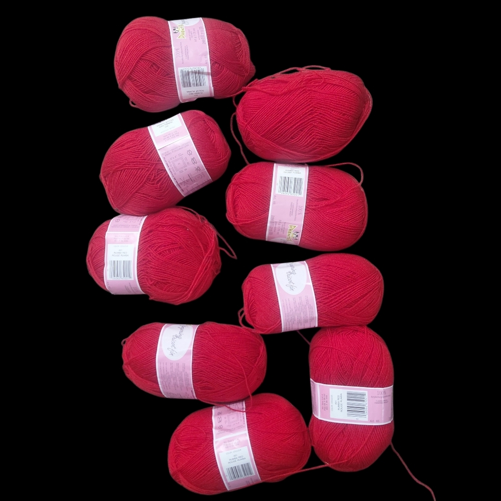 Phentex Fingering Tricot Fin #21 Rumba Red Yarn  9 Skeins New In Package